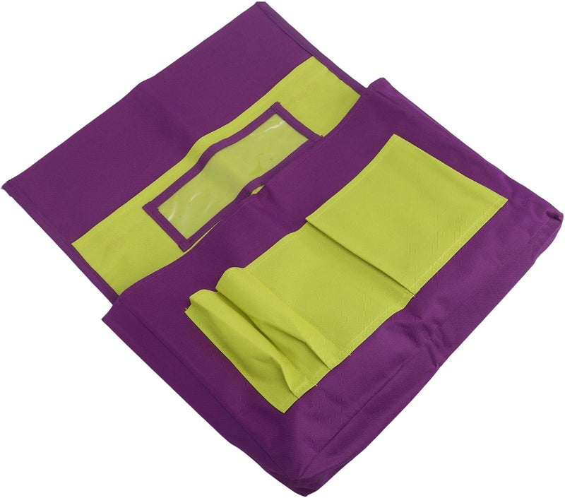 klarako Chair Back Pocket Organizer, Transparent Name Tag Pocket Chairback Pocket Students Seating Back Supply Organizer for Preschool, Purple Yellow - Image 1