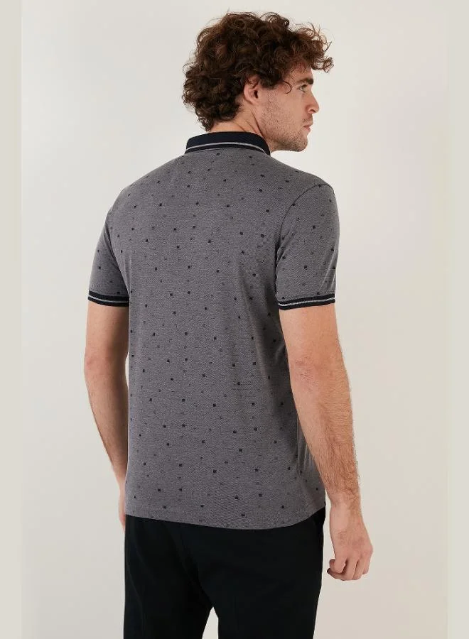 Buratti  Buratti Cotton Blend Patterned Slim Fit Polo Collar T Shirt Men's Polo Collar T-Shirt 646B3210 for Men | Best Price UAE