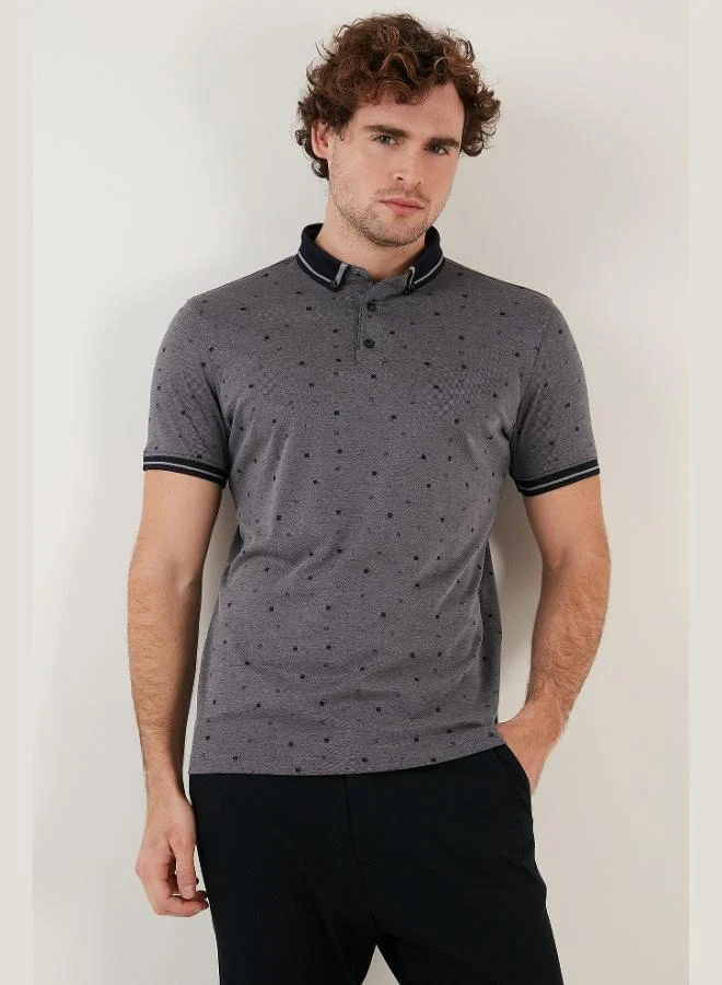 Buratti  Buratti Cotton Blend Patterned Slim Fit Polo Collar T Shirt Men's Polo Collar T-Shirt 646B3210 for Men | Best Price UAE