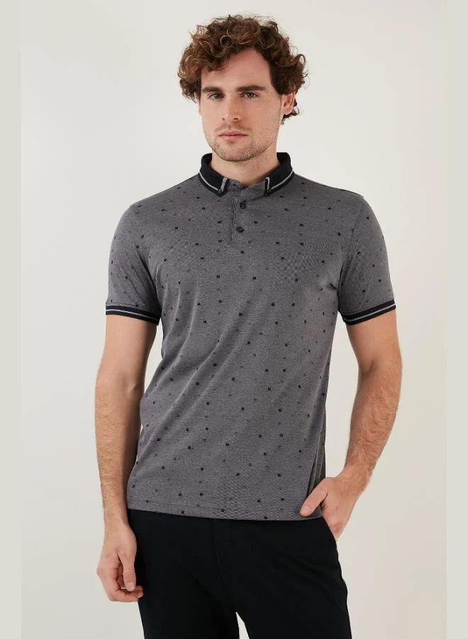 Buratti  Buratti Cotton Blend Patterned Slim Fit Polo Collar T Shirt Men's Polo Collar T-Shirt 646B3210 for Men | Best Price UAE