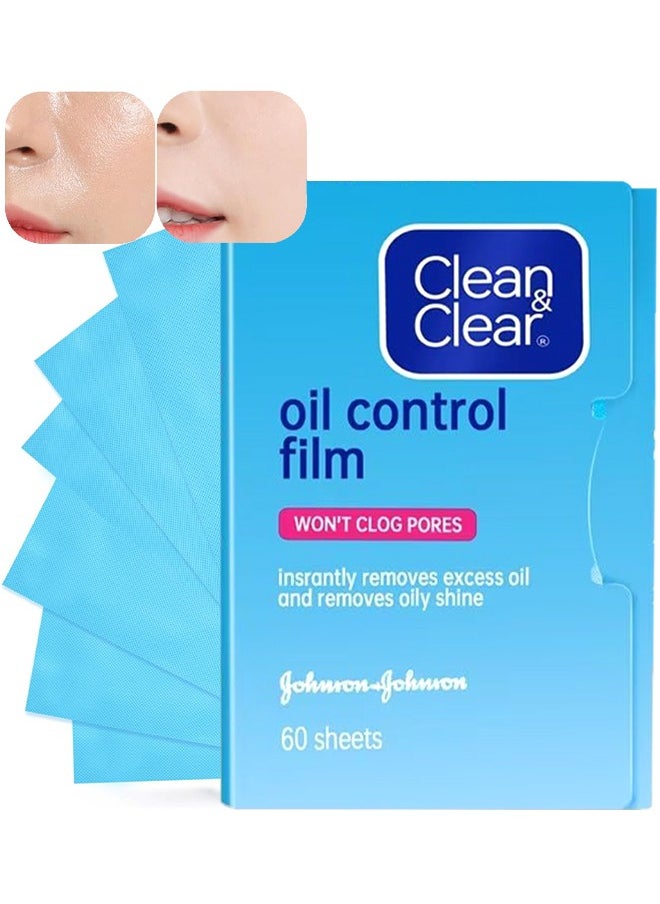 Clean & Clear - Oil Control Film, Oil Blotting Paper The Same Series With Clean And Clear Oil Absorbing Facial Sheets, 60 Sheets Makeup Friendly High-Performance Handy Face Blotting Paper For Oily Skin - Image 1