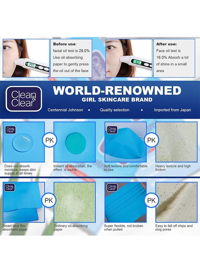 Clean & Clear - Oil Control Film, Oil Blotting Paper The Same Series With Clean And Clear Oil Absorbing Facial Sheets, 60 Sheets Makeup Friendly High-Performance Handy Face Blotting Paper For Oily Skin - Image 1