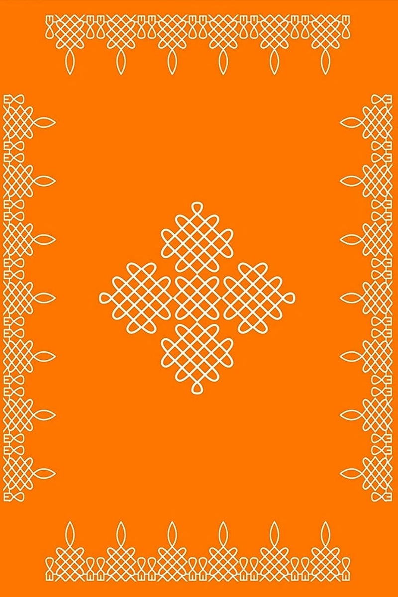 S2S قماش خلفية صفراء لتزيين البوجا التقليدي، قماش تزيين خلفية لستارة خلفية البوجا لقماش المهرجان (كولام موغو أصفر) - Image 1