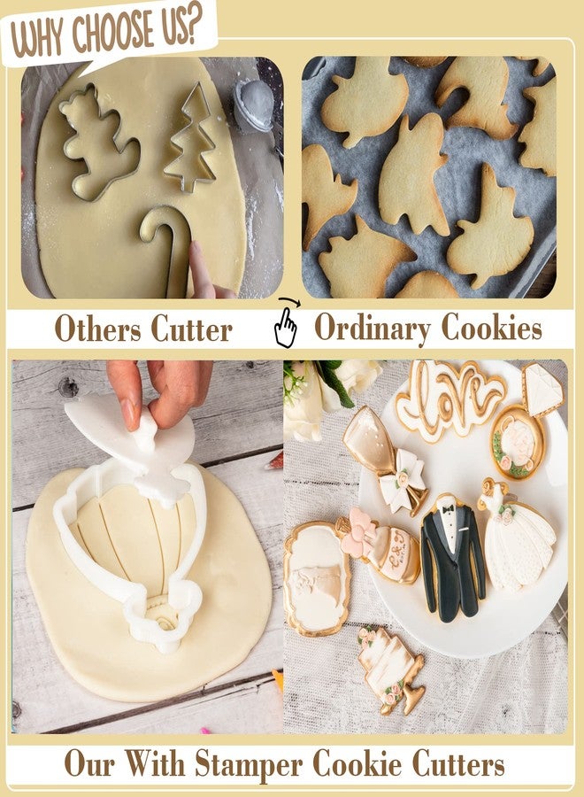 Flycalf Love Cookie Cutters with Plunger Stamps Baking Dough Tools Wedding Cake Shapes PLA Accessories Cutter Molds for Birdesmaid Decorative Party 3.5" Kitchen Supplies - Image 3