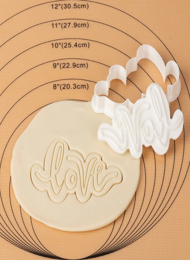 Flycalf Love Cookie Cutters with Plunger Stamps Baking Dough Tools Wedding Cake Shapes PLA Accessories Cutter Molds for Birdesmaid Decorative Party 3.5" Kitchen Supplies - Image 2