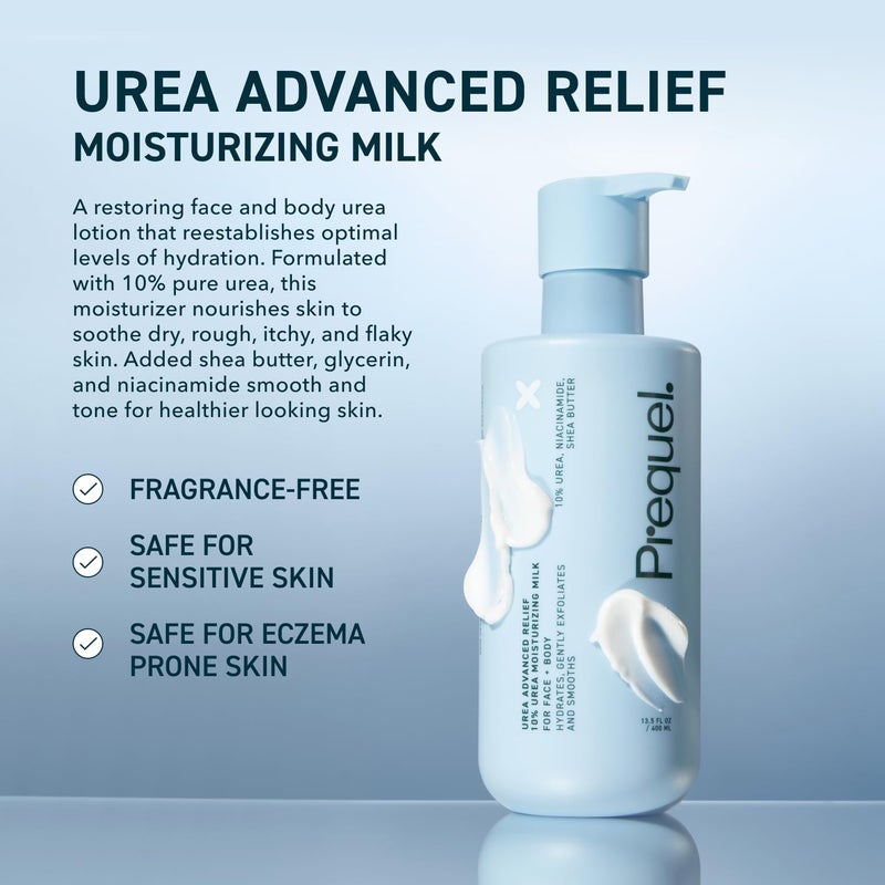 Prequel Skin Urea Advanced Relief Moisturizing Milk, 10% Urea Lotion for Face and Body, Unscented, Hydrating Cream for Extremely Dry Skin, Soothing for Sensitive Skin - 6.75 fluid ounce (Pack of 2) - Image 2