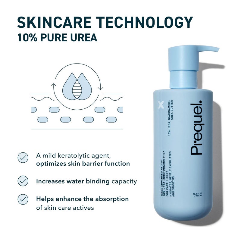 Prequel Skin Urea Advanced Relief Moisturizing Milk, 10% Urea Lotion for Face and Body, Unscented, Hydrating Cream for Extremely Dry Skin, Soothing for Sensitive Skin - 6.75 fluid ounce (Pack of 2) - Image 4