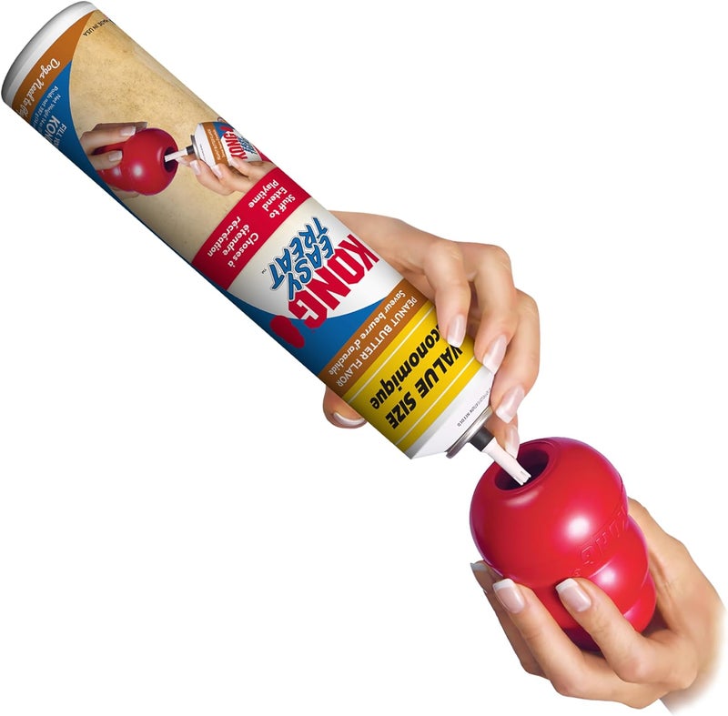 KONG Classic Stuffable Dog Toy Easy Treat Peanut Butter Spray - Fetch & Chew Toy for Dogs - with Dog Toy Filler Treat - for Hours of Fun & Enrichment - 14 oz - Small - Image 3
