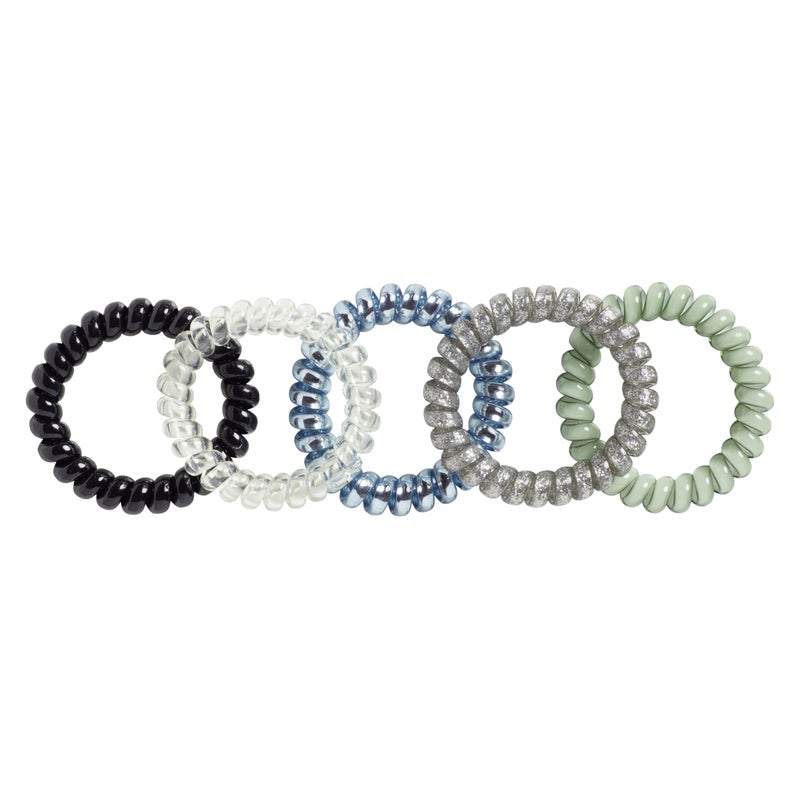 Goody Dentless Spiral Hair Ties, Cool Tones Phone Cord Coils - 5 Ct, Secure Hold Jelly Bands for Medium-Thick Hair for Women & Men - Image 5