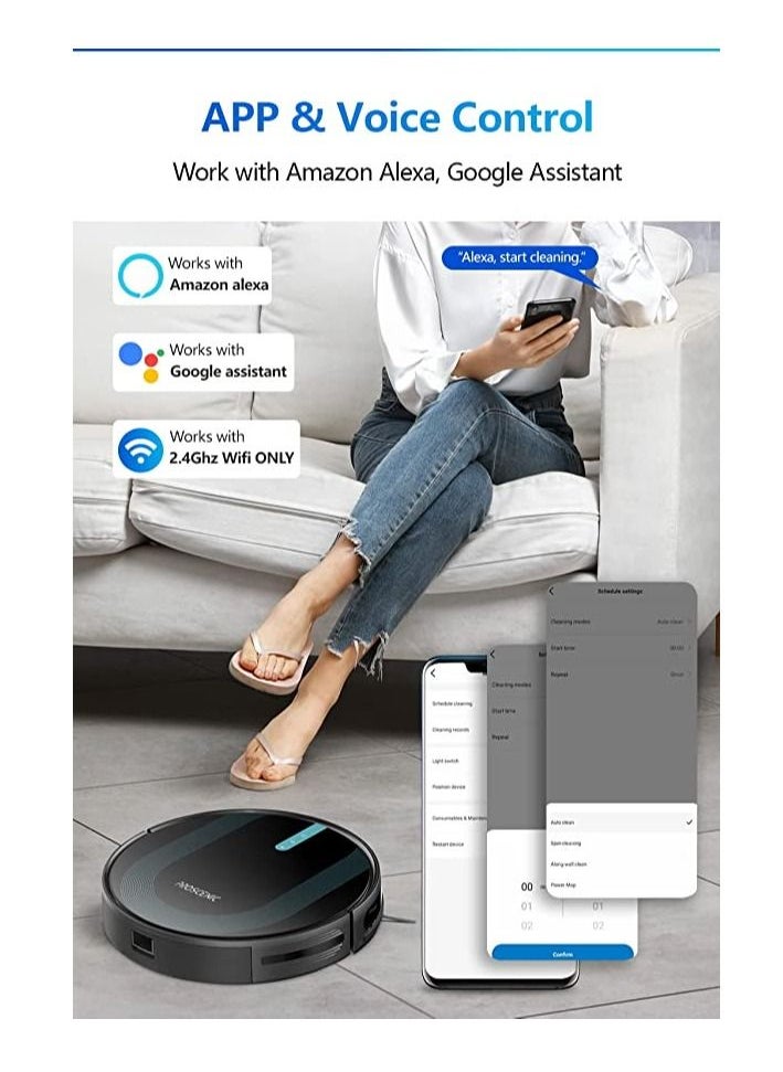 Proscenic - Proscenic 850T Robot Vacuum Cleaner 3000Pa Strong Suction Robotic Vacuum and Mop App and Alexa Voice Control Super Thin Boundary Strips Included Self-Charging For Hard Floor And Low Pile Carpet - Image 1