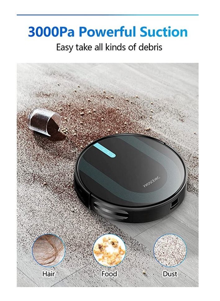 Proscenic - Proscenic 850T Robot Vacuum Cleaner 3000Pa Strong Suction Robotic Vacuum and Mop App and Alexa Voice Control Super Thin Boundary Strips Included Self-Charging For Hard Floor And Low Pile Carpet - Image 1