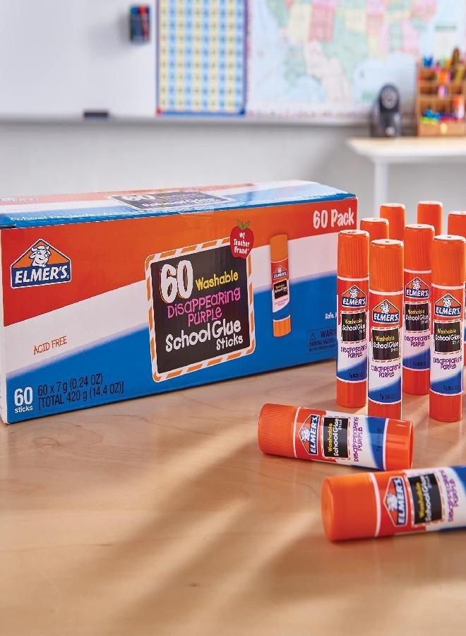 Elmer's Disappearing Purple School Glue Sticks, Washable, 7 Grams, 60 Count - Poster, Vision Board, Back to School Supplies, #1 Teacher Brand - Image 5