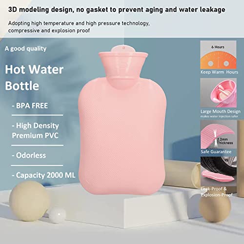 Giffy Premium PVC Made Hot Water Bag, BPA Free Heating Pad, Odorless Hot Water Bottle for Pain Relief, Period Pain, Muscle Cramps, 2 Litre Pink Pack of 1 - Image 2