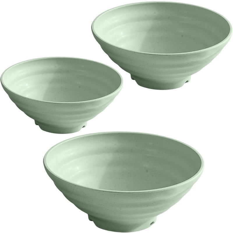 P-Plus International P-PLUS INTERNATIONAL Large Ramen Bowls Set Wheat Straw Big Serving Bowls for Salad and Kitchen Bowl for Salad, Pasta, Noodle, Pho Bowls Dishwasher Safe (1200ml+1500ml+1900ml, Green, Set of 3) - Image 1