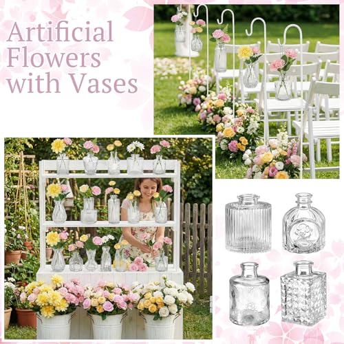 Ferrochef 36 Pcs Artificial Flowers Table Centerpiece with Vases Spring Colorful Wildflower Centerpieces Silk Flower Arrangement for Wedding Baby Shower Table Centerpieces PartyWarm Tone - Image 3