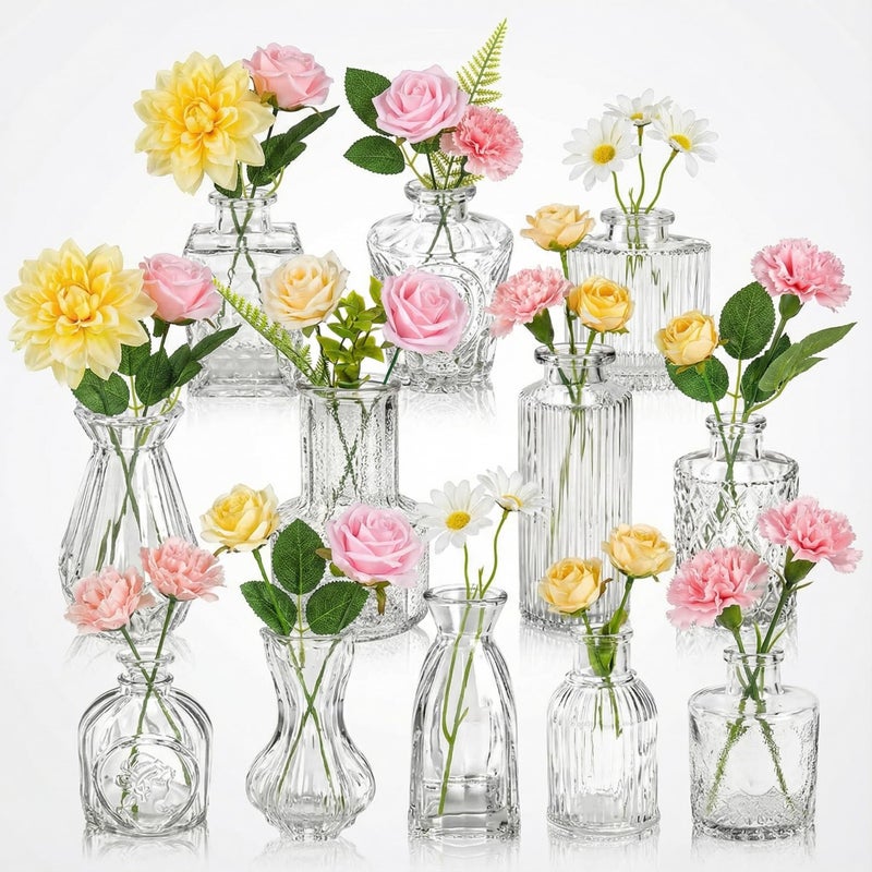 Ferrochef 36 Pcs Artificial Flowers Table Centerpiece with Vases Spring Colorful Wildflower Centerpieces Silk Flower Arrangement for Wedding Baby Shower Table Centerpieces PartyWarm Tone - Image 2