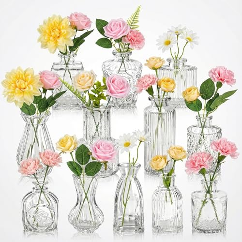 Ferrochef 36 Pcs Artificial Flowers Table Centerpiece with Vases Spring Colorful Wildflower Centerpieces Silk Flower Arrangement for Wedding Baby Shower Table Centerpieces PartyWarm Tone - Image 1