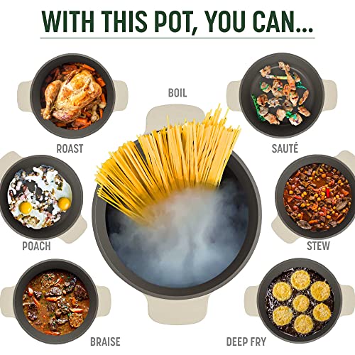 Goodful All-In-One Pot, Multilayer Nonstick, High Performance Cast Dutch Oven With Matching Lid, Roasting Rack And Turner, Made Without PFOA, Dishwasher Safe Cookware, 4.7-Quart, Linen - Image 3