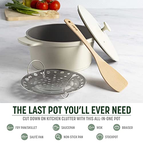 Goodful All-In-One Pot, Multilayer Nonstick, High Performance Cast Dutch Oven With Matching Lid, Roasting Rack And Turner, Made Without PFOA, Dishwasher Safe Cookware, 4.7-Quart, Linen - Image 2