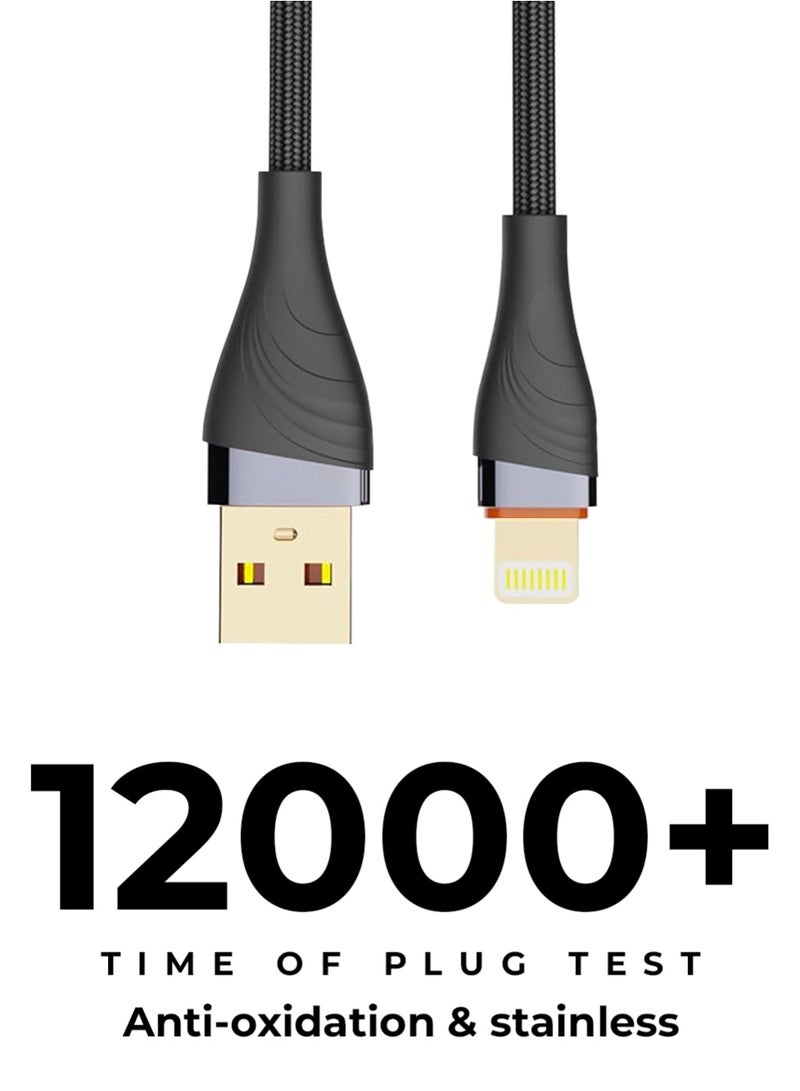 جلاسولوجي كابل شحن USB إلى Lightning بقوة 30 وات بطول 1 متر، مصنوع من النايلون المضفر عالي الكثافة، شحن سريع لأجهزة iPhone/iPad، تصميم - Image 3