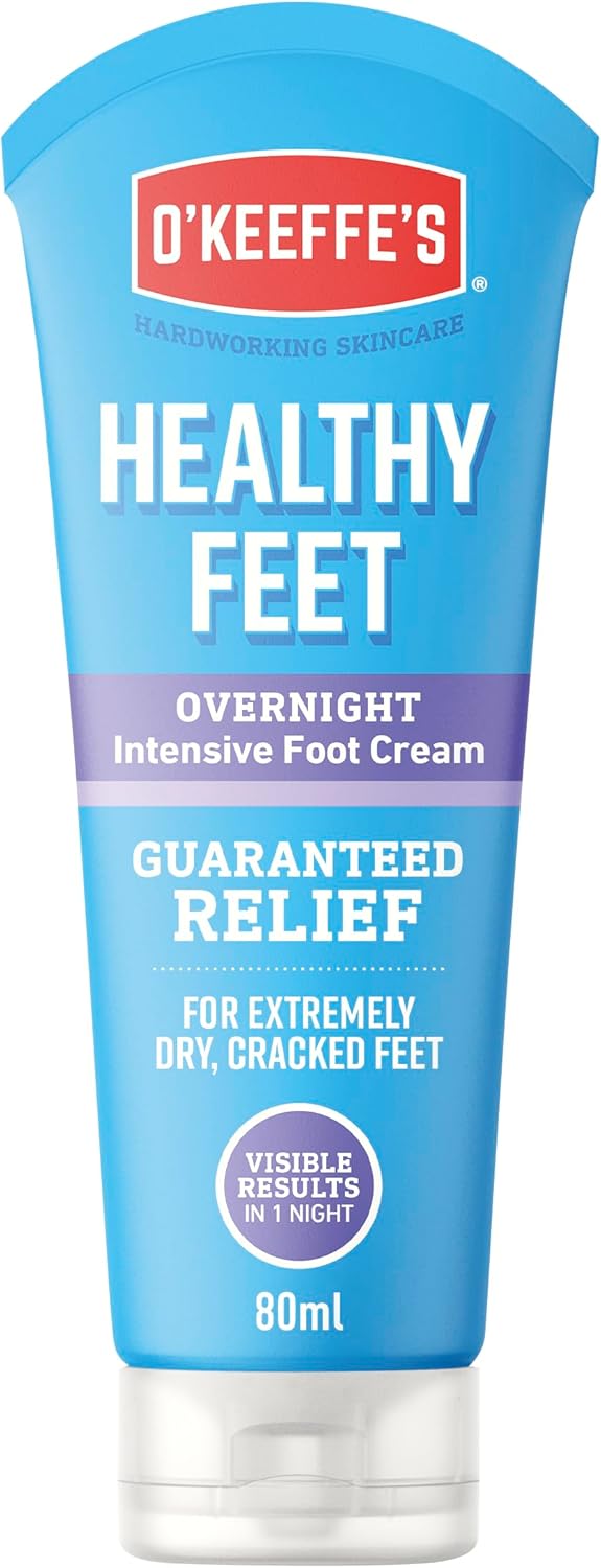 OKeeffes Healthy Feet Overnight 80ml Intensive Moisturising Foot Cream for Dry Cracked Heels Cracked Heel Repair Cream