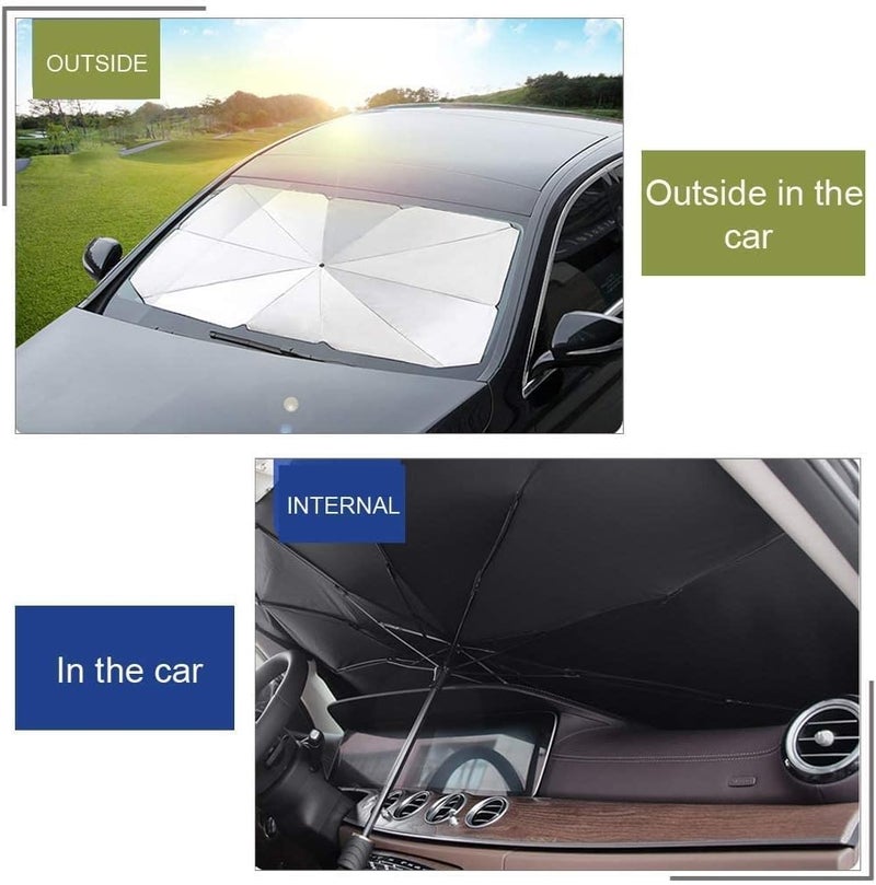 sulfar SCIENISH Car Umbrella Sun Shade Cover, Foldable Sun Shades Car for Windshield Parasol to Keep Your Vehicle Cool and Damage Free, Block Heat UV Rays Sun Visor Protector, Easy to Use (50*25 Inch) - Image 3
