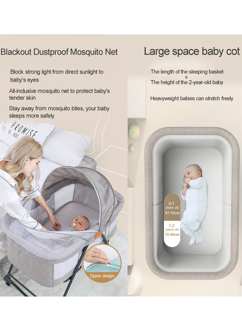 3 in 1 Baby Bed Bassinet Portable Baby Bed with Storage Basket Baby Rocker Baby Swing Playpen Height Adjustable