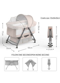 Meiyilan 3 in 1 Baby Bed Bassinet Portable Baby Bed with Storage Basket Baby Rocker Baby Swing Playpen Height Adjustable  - Image 3