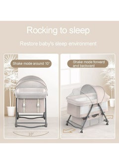 Meiyilan 3 in 1 Baby Bed Bassinet Portable Baby Bed with Storage Basket Baby Rocker Baby Swing Playpen Height Adjustable  - Image 2