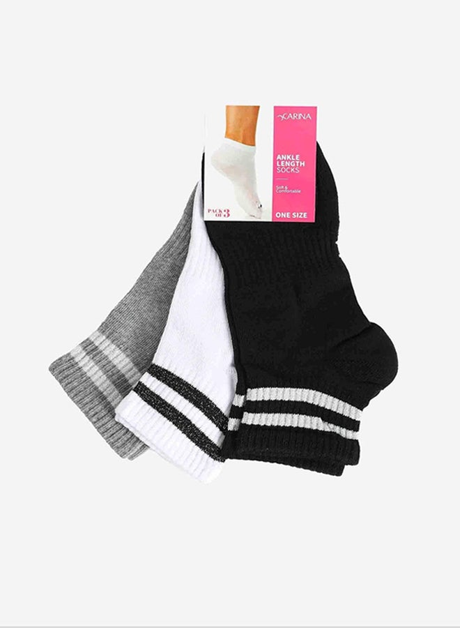 Carina Lurex Ankle Socks - 3 Pairs - Image 1