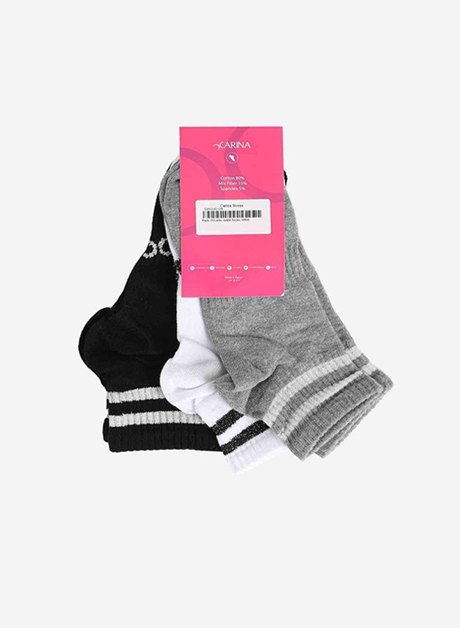 Carina Lurex Ankle Socks - 3 Pairs - Image 2