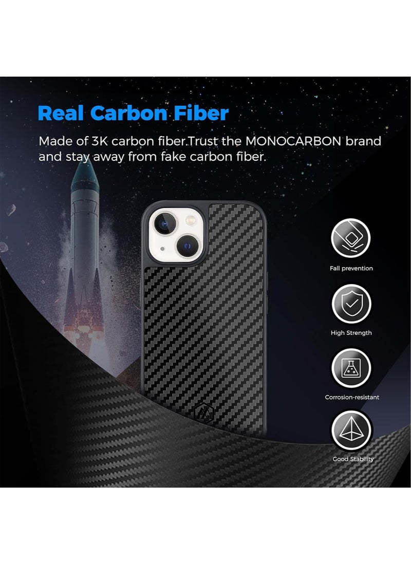 MONOCARBON - Real Carbon Fiber for iPhone 15 PLUS Case Cover [MagSafe Compatible] Military Grade - Matte Black - Image 1