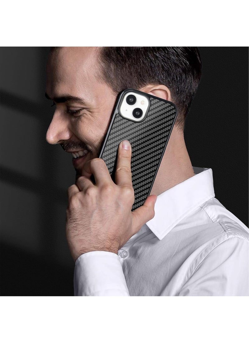 MONOCARBON - Real Carbon Fiber for iPhone 15 PLUS Case Cover [MagSafe Compatible] Military Grade - Matte Black - Image 1