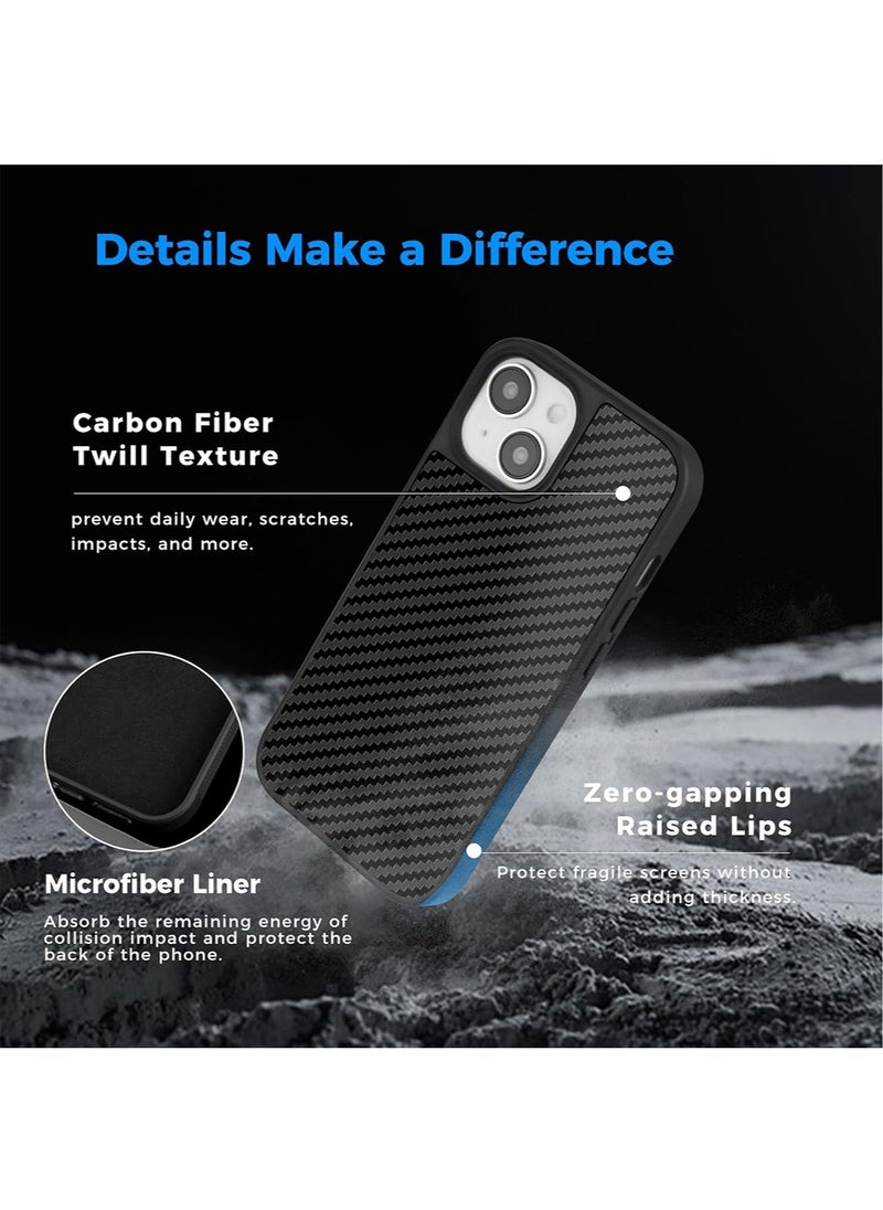 MONOCARBON - Real Carbon Fiber for iPhone 15 PLUS Case Cover [MagSafe Compatible] Military Grade - Matte Black - Image 1