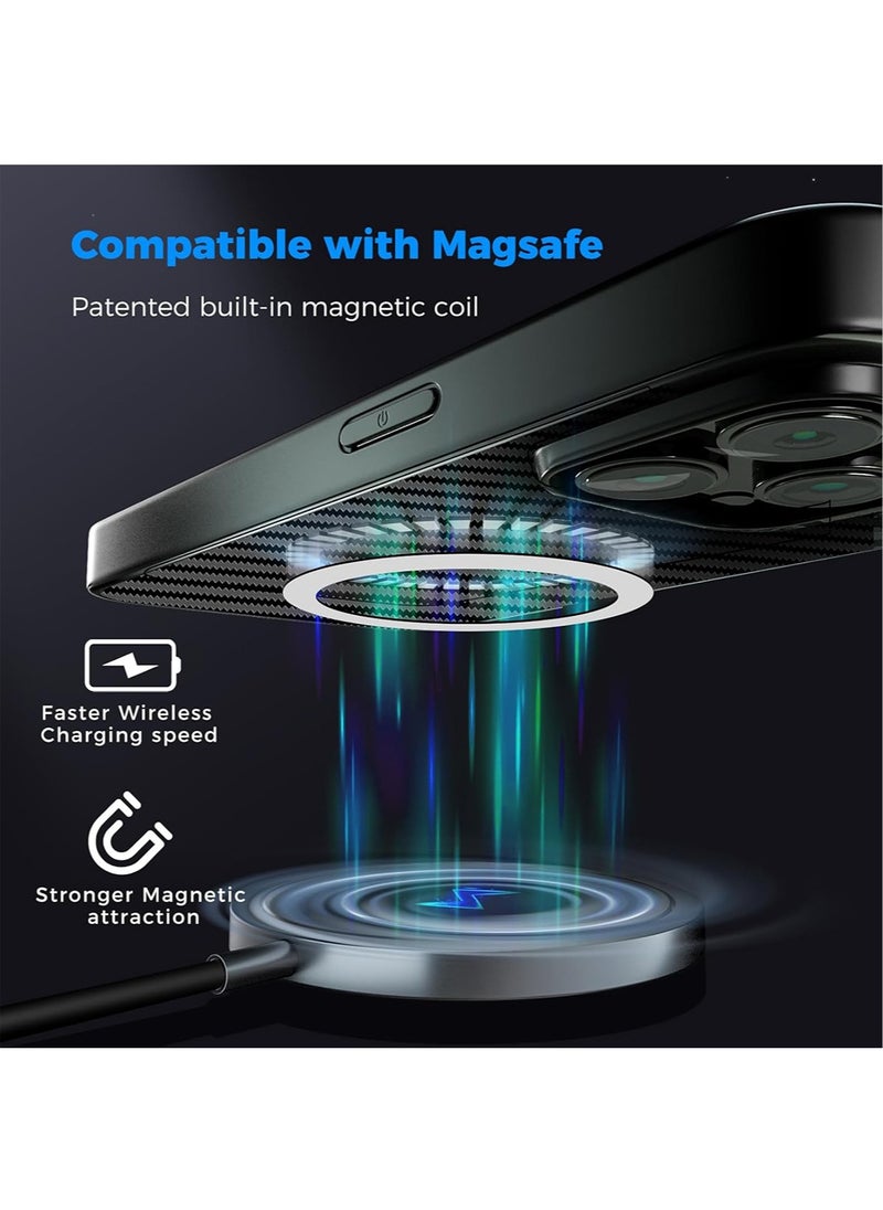 MONOCARBON - Real Carbon Fiber for iPhone 15 PLUS Case Cover [MagSafe Compatible] Military Grade - Matte Black - Image 1