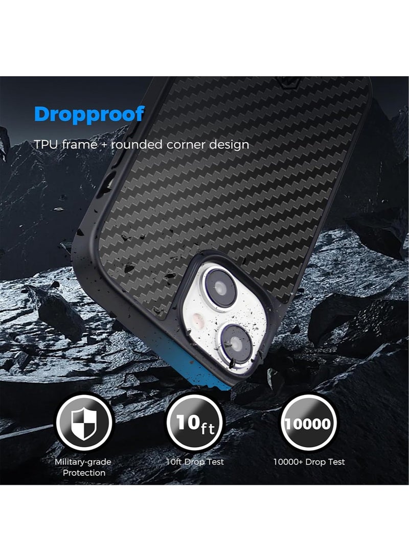 MONOCARBON - Real Carbon Fiber for iPhone 15 PLUS Case Cover [MagSafe Compatible] Military Grade - Matte Black - Image 1