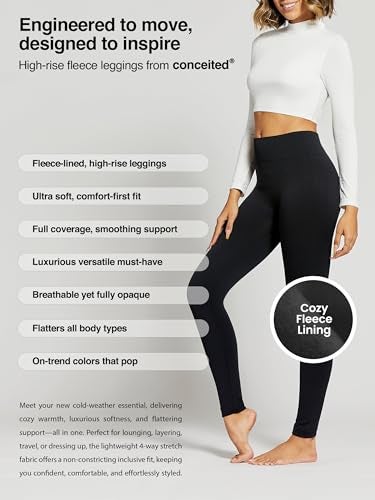 Conceited Fleece Lined Leggings Women - Warm - Winter - Women's Tights - Available in Plus Size - Black Ribbed - Large - X-Large - Image 2
