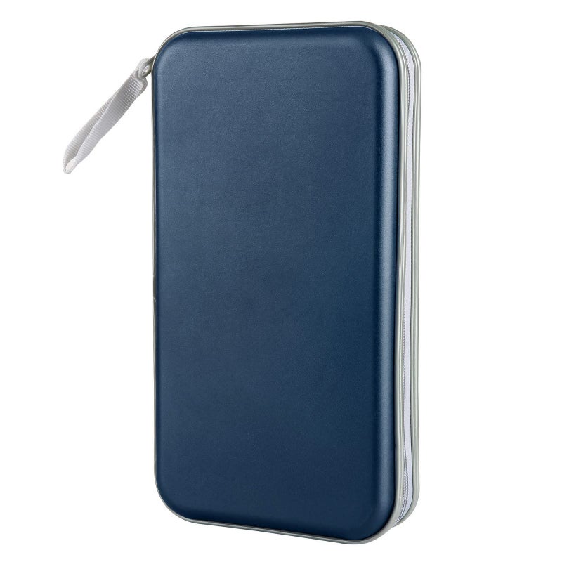 Siveit CD Case DVD Case Holder 96 Capacity Hard Plastic CD DVD Disc Cases Storage Binder Wallet for Car Home Office Travel Dark Blue