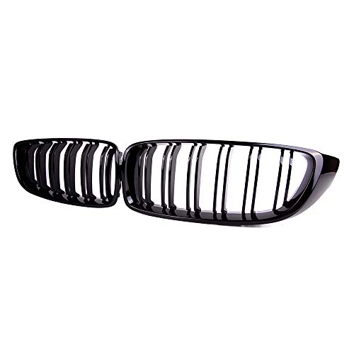 SNA F32 Kidney Grill Fit for BMW 4 Series F32 F33 F36 (2014-2019) F82 M4 F80 M3 (2015-2019) (Black Double Slats ABS Grille, 2-pc Set) - Image 2