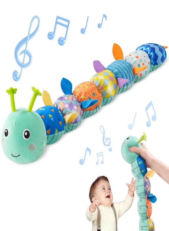 Sumobaby Baby Toys Musical Caterpillar, Stuffed Animal Activity Soft Toys with Teether,Multi-Sensory Crinkle, Rattle and Textures, for Tummy Time Baby Toys 0 to 12 Months Boys,Girls,Caterpillar(Blue) - Image 1