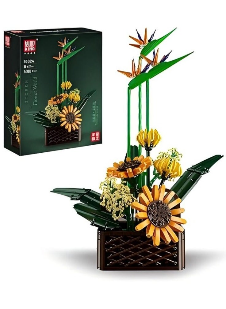 mould king - 10024 Plant  Gladiolus Flower Building Set, DIY bonsai, Home Decor, Architectural bouquets for children and adults (1608 pieces) - Image 1