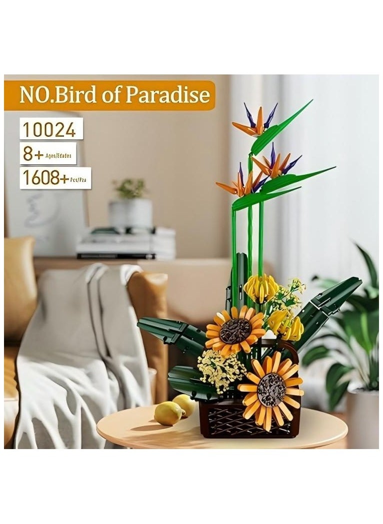 mould king - 10024 Plant  Gladiolus Flower Building Set, DIY bonsai, Home Decor, Architectural bouquets for children and adults (1608 pieces) - Image 1
