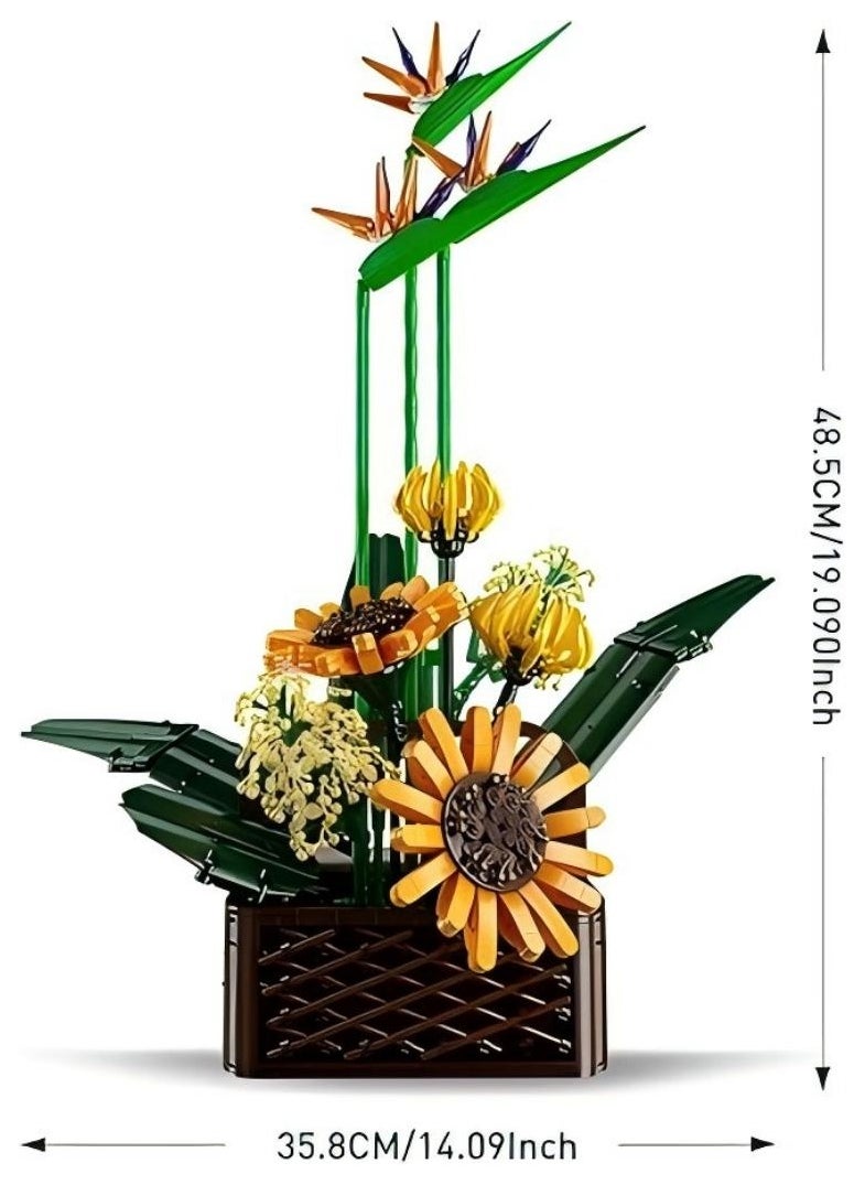 mould king - 10024 Plant  Gladiolus Flower Building Set, DIY bonsai, Home Decor, Architectural bouquets for children and adults (1608 pieces) - Image 1