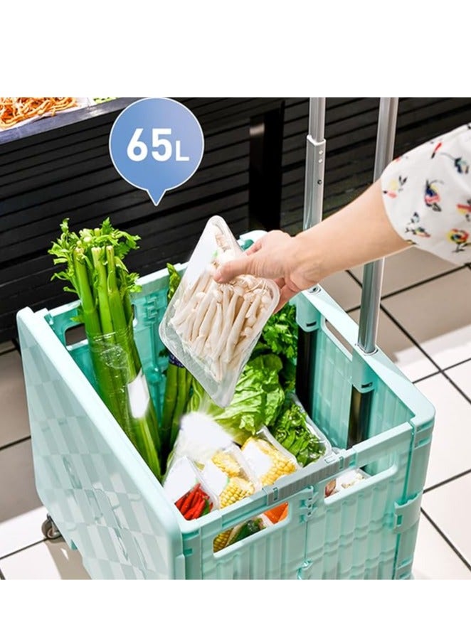Portable folding trolley storage box, car trunk storage box, carry wheel shopping cart - Image 2