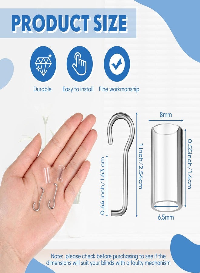 Ninehaoou 2 Set Wand Wire and Sleeve Collar for Horizontal Mini Blinds Wand Replacement with Hook Window Blind Repair Parts with 1 Inch Square Headrails for Horizontal Blinds - Image 2