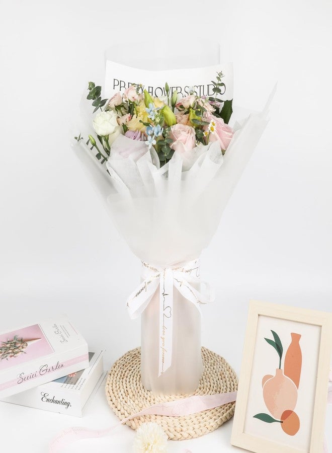 NESCCI 20 Sheet Flower Wrapping Paper - Waterproof Floral Bouquet Wrapping Paper, Florist Supplies Packaging Paper for Wedding Birthday Gift DIY (Misty Transparent White) - Image 5