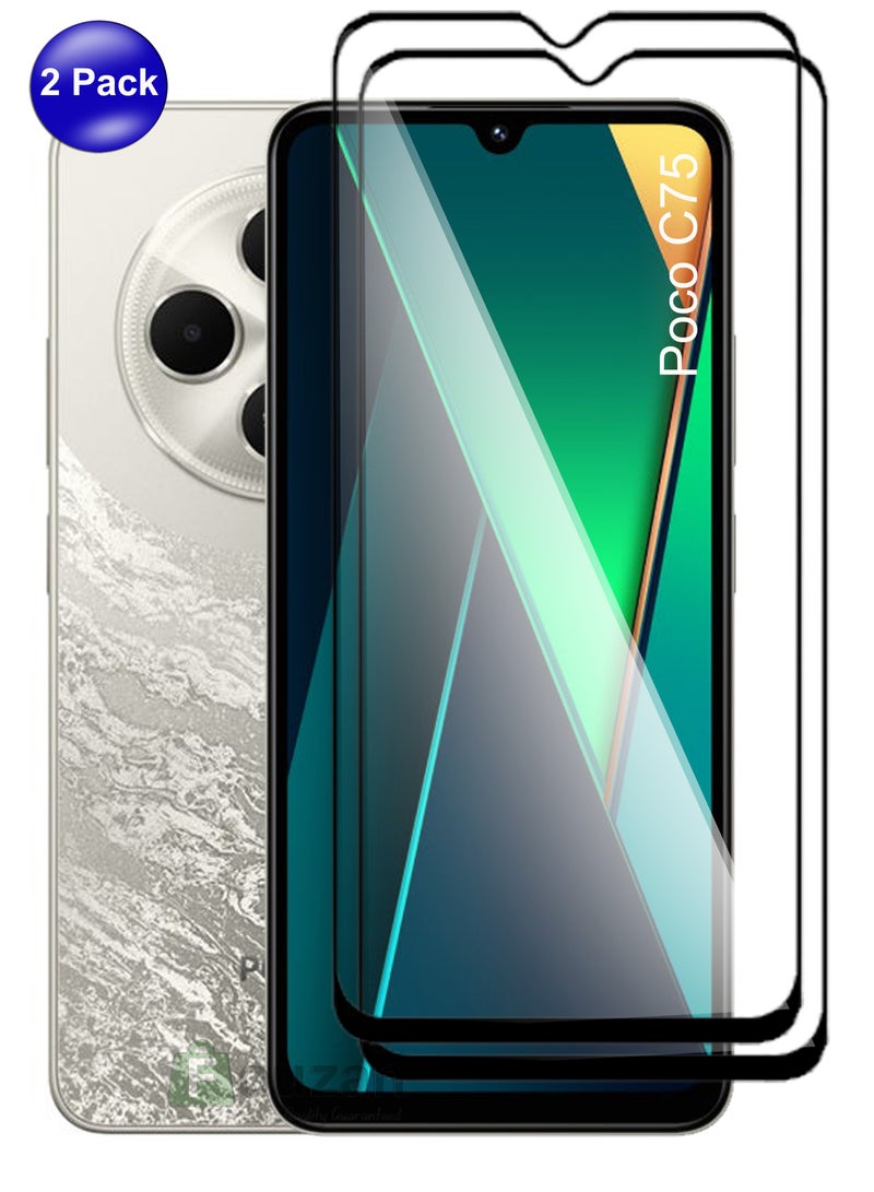 2 Pack  Glass Screen Protector For Poco C75 -Black - Image 1