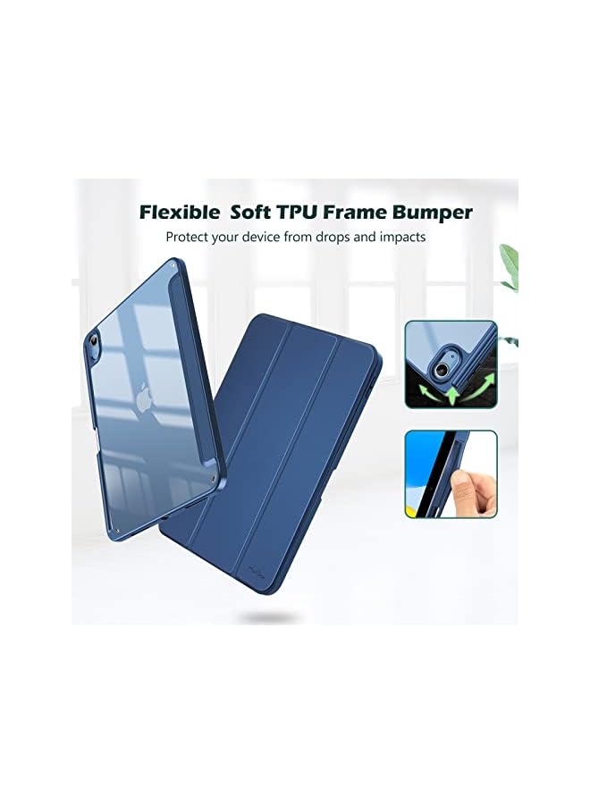 Procases For Ipad 10Th Gen Case With Pencil Holder 2022 Ipad 10.9 Inch Case, Clear Transparent Back Shell Trifold Protective Cases Shockproof Cover For 2022 Ipad 10Th Gen A2696 A2757 A2777 -Navy - Image 2