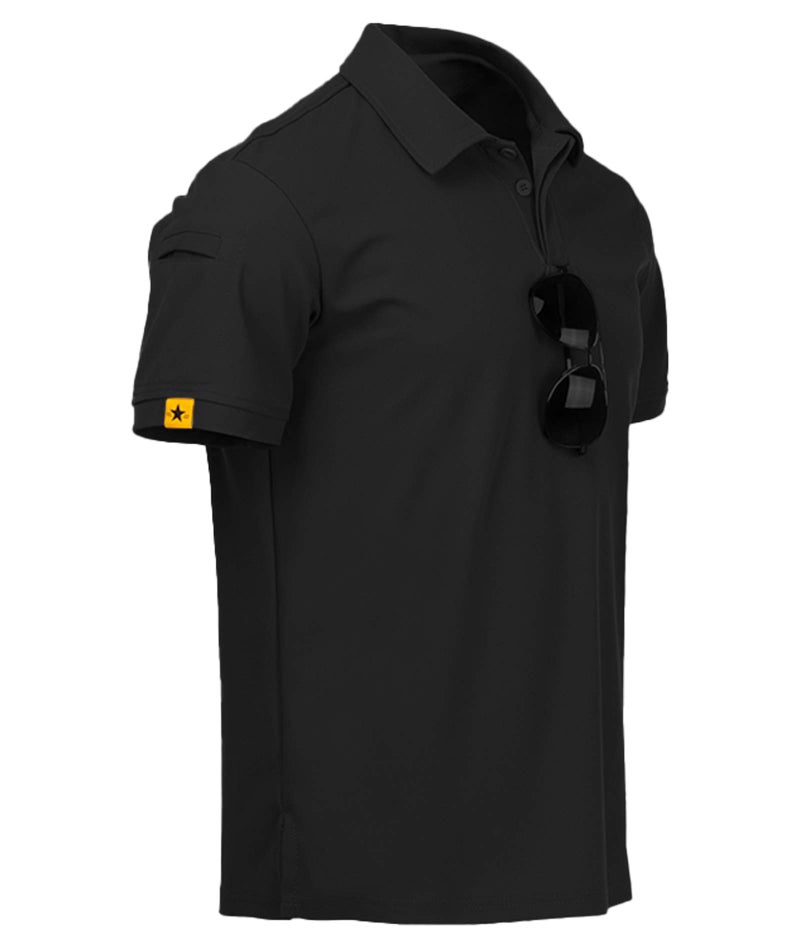 ZITY Mens Polo Shirt Short Sleeve Sports Tactical T-Shirt Athletic Golf Polos Daily Casual Stylish Collared Shirts for Men Black X-Large - Image 1