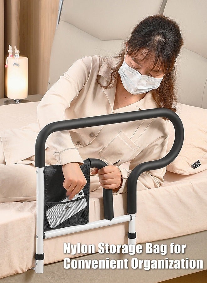 Bed Assist Rail Adult Bedside Standing Bar for Seniors Elderly Handicap Adjustable Fall Prevention Safety Handle Guard Long Hand Bedrail Grab Bar Cane - Image 2